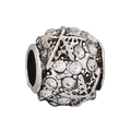 Zilveren retro-bedel met transparante kristallen en delicate metalen holle textuur - Vintage Strass Bal (#12)