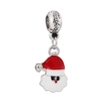 Silver plated Santa Claus charm bead with red enamel hat for DIY jewelry bracelets - Fashion Santa Claus Style (#20)