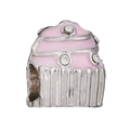 Roze emaille cupcake bedeltje met kristallen voor DIY armbanden in zilveren look - Roze Cupcake (#17)