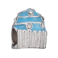 Blauwe emaille cupcake-bedel met kristallen voor DIY kerstarmbanden - Blauwe Cupcake (#18)