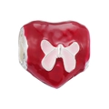 Rode hartvormige kraal met roze vlinderpatroon voor kerst DIY-armbanden - Rood Vlinder Hart (#23)