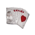Zilveren bedel met gestapelde pokerkaarten en rode emaille harten voor armbanden - Harten Speelkaart (#29)