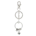 Portachiavi in argento con ciondolo a civetta e disco blu su supporto circolare a serpente - Tema Gufo e Luna Stella (#3)
