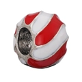 Kerstbedel met rood en wit emaille spiraalontwerp voor feestelijke armbanden - Rood Wit Wervel Emaille (#31)