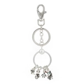 Detail of silver keychain with cartoon dinosaur bear and robot charms in enamel finish - Cartoon Animals Collection (#6)