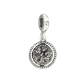 Silver tree of life charm pendant with white crystals for DIY snake chain bracelets - Round Tree Of Life Rhinestone Dangle (#18)