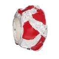 Zilveren kraal met rood emaille voor kerstboom armbanden en DIY sieraden maken - Rode Emaille Patroon Kraal (#36)