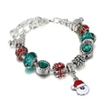 Dettaglio del braccialetto natalizio con ciondoli Babbo Natale smaltati e cristalli - Stile Babbo Natale e Confezione Regalo (手链#2) / 16cm / Argento