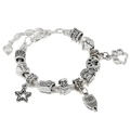 Detailed view of silver charm bracelet with Christmas charms and heart pendants - Owl and Star Style (手链#8)