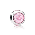 Silver-plated bead with dual pink faceted crystals for DIY bracelet making - Pink
