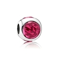 DIY rose pink faceted crystal charm bead in silver finish for handmade bracelets - Red