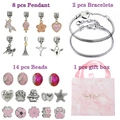 Eenhoorn regenboog DIY bedelarmband set met roze kralen en geschenkdoos voor meisjes - 16cm / Set 1