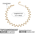 Waterproof stainless steel wavy necklace with pink crystal beads and golden metal accents - Natural Rose Quartz Stone Necklace (TXP556)