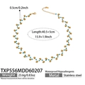 Waterproof stainless steel beaded necklace with gold and turquoise wave design - Natural Blue Turquoise Necklace (TXP556)