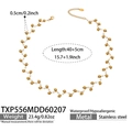 Waterproof stainless steel wavy necklace featuring gold beads and white pearls - Shell Pearl Necklace (TXP556)
