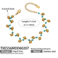 Golden stainless steel bracelet with faceted turquoise beads and adjustable lobster clasp - Natural Blue Turquoise Bracelet (TXE556)