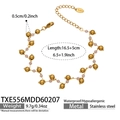 Pink crystal beaded stainless steel bracelet with golden metal accents and lobster clasp - Natural Rose Quartz Stone Bracelet (TXE556)