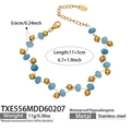 Blue natural crystal and gold stainless steel bead bracelet with lobster clasp - Natural Aquamarine Stone Bracelet (TXE556)