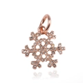 Detail of rose gold snowflake pendant with white cubic zirconia and a mirror reflection - Rose Gold Full Zircon Snowflake (7)