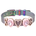 Rainbow mesh stainless steel bracelet with infinity and pink heart charms - Infinity Style / Rainbow