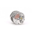 Détail de perle charm coeur évidé en argent avec motifs émaillés colorés pour bijoux - Perle Émaillée Multicolore