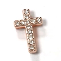 Macro shot of a rose gold cross charm with rhinestones for a mesh bracelet - Cross (A13 Rose Gold)