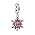 Silver snowflake charm with pink and white crystals for DIY bracelet jewelry - Pink White Zircon Snowflake (12)