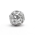 Perle charm argentée avec motif cœur évidé et grand trou pour bijoux DIY - Balle Cœur Creux Argent