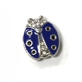 Macro shot of a ladybug pendant with blue enamel wings and clear zircons on the silver body - Ladybug (A54 Silver Blue)