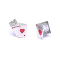 Charm perle cartes à jouer cœur avec émail rouge pour bracelets DIY en argent - Cartes à Jouer Cœurs
