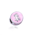 Charme Minnie Mouse en émail rose avec zircons brillants pour bijoux DIY - Perle Silhouette Minnie Rose