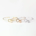 Minimalist knotted cuff bracelet set with personalized letter charms in three metallic colors - Letter A / Silver