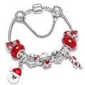 Christmas DIY charm bracelet with red crystal beads and Santa Claus charms on snake chain - 16cm / Santa Hat Candy Cane Style (4)