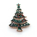 Dettaglio di spilla a forma di albero di Natale con smalto verde e strass colorati - Albero di Natale in Smalto Verde (5 Stili)