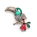 Golden tropical toucan brooch with vibrant red green enamel and sparkling rhinestones - Toucan (Style 6)