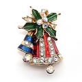 Dettaglio spilla a forma di campana di Natale con smalto colorato e strass luccicanti - Stili di campanelle natalizie (6 modelli)
