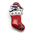 Broche chat de Noël dans une chaussette en émail rouge avec strass brillants - Style Chat dans une Chaussette de Noël (4431934482092)