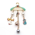 Broche de Noël avec cintre vert menthe, renne et bonhomme de neige en alliage doré - Style Bonhomme de Neige Cintre (4431934482091)