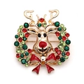 Broche de renne de Noël avec nœud en émail rouge et strass colorés étincelants - Style Renne avec Noeud (4431934482101)