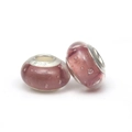 Detail view of pink bubble glass beads with S925 sterling silver core for DIY jewelry - Pink