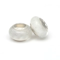 Close-up of translucent cat eye beads with bubbles and S925 silver core for DIY bracelets - White