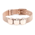 Rose gold mesh buckle bracelet with three apple charms on a clean white background - Apple Shaped / Rose Gold