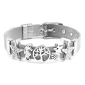 Silver stainless steel mesh bracelet featuring tree of life and sea life charms - Ocean World Design / Silver