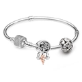 Silver-plated snake chain bracelet featuring starfish and seashell nautical charms - Style A6