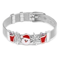 Silbernes Edelstahl-Mesh-Armband mit farbenfrohen Weihnachts-Emaille-Anhängern - Weihnachtsstil Silber