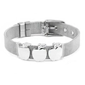 Silver mesh steel bracelet with three apple charms and adjustable watch buckle strap - Apple Shaped / Silver