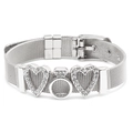 Silver stainless steel mesh bracelet with heart charms and crystal ring detail - Heart and Ring Design / Silver