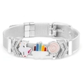 Verstellbares Edelstahl-Mesh-Armband mit Einhorn-, Regenbogen- und Lutscher-Anhängern - Regenbogen Einhorn Silber