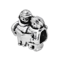Detailaufnahme einer oxidierten silbernen Charme-Perle mit zwei Figuren für DIY-Armbänder - Normale Spezifikation / Lesende/Singende Figuren Stil (Stil 7)