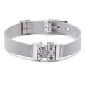 Silver stainless steel mesh bracelet featuring Love charm and infinity symbol - C Silver